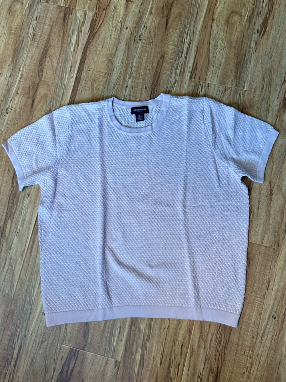 Liz Claiborne Light Pink Textured Short Sleeve Knit Top
